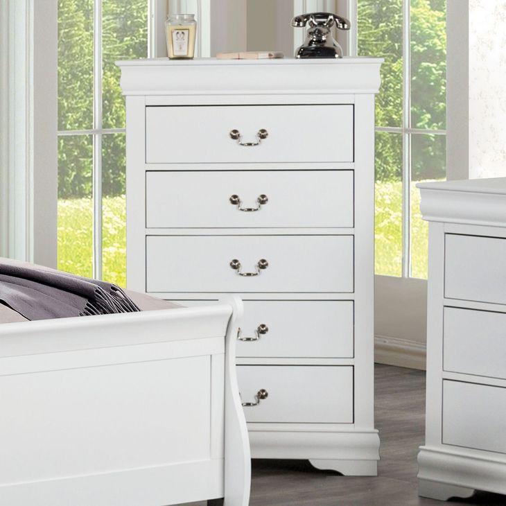 Louis Philippe White 5 Drawer Chest