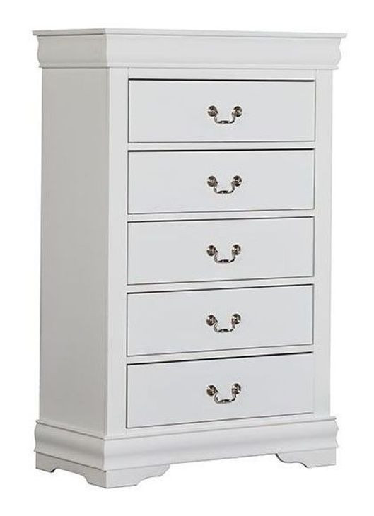 Louis Philippe White 5 Drawer Chest