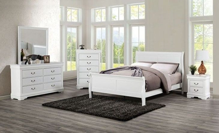 Louis Philippe White 5 Drawer Chest