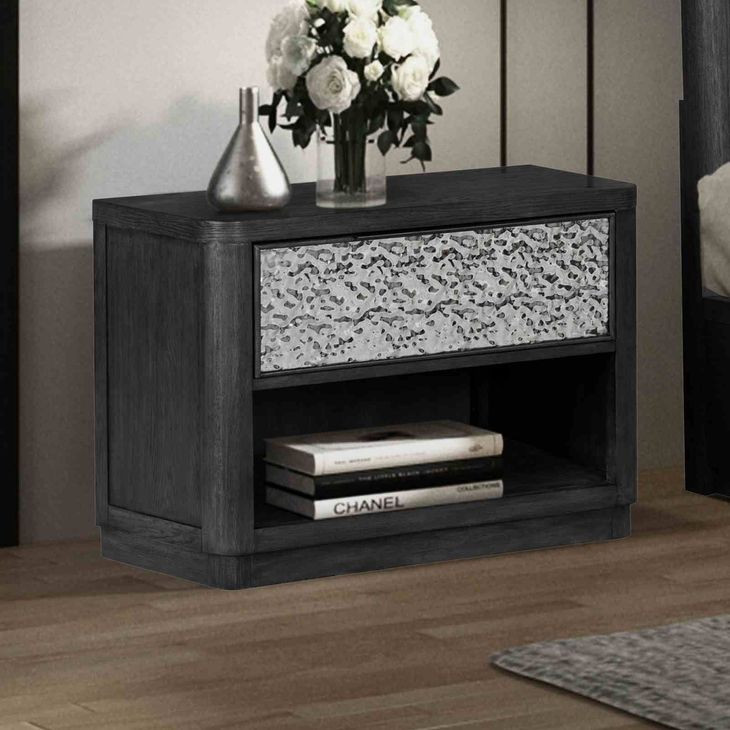 Sterling West Ash Gray 1 Drawer Nightstand with USB Charging