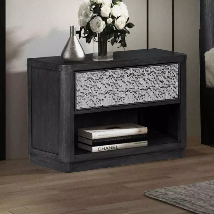 Sterling West Ash Gray 1 Drawer Nightstand with USB Charging