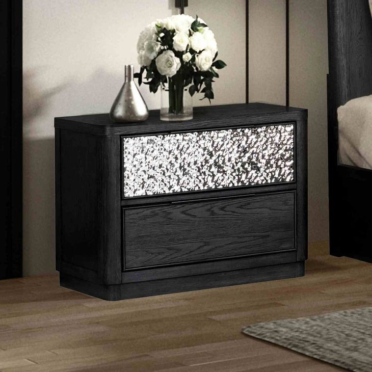 Sterling West Ash Gray 2 Drawer Nightstand with USB Charging