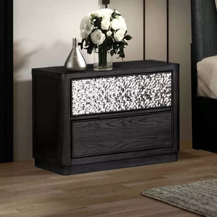 Sterling West Ash Gray 2 Drawer Nightstand with USB Charging
