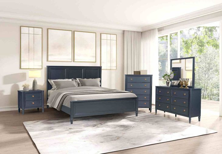 Altamira Malta Blue Panel Bedroom Set