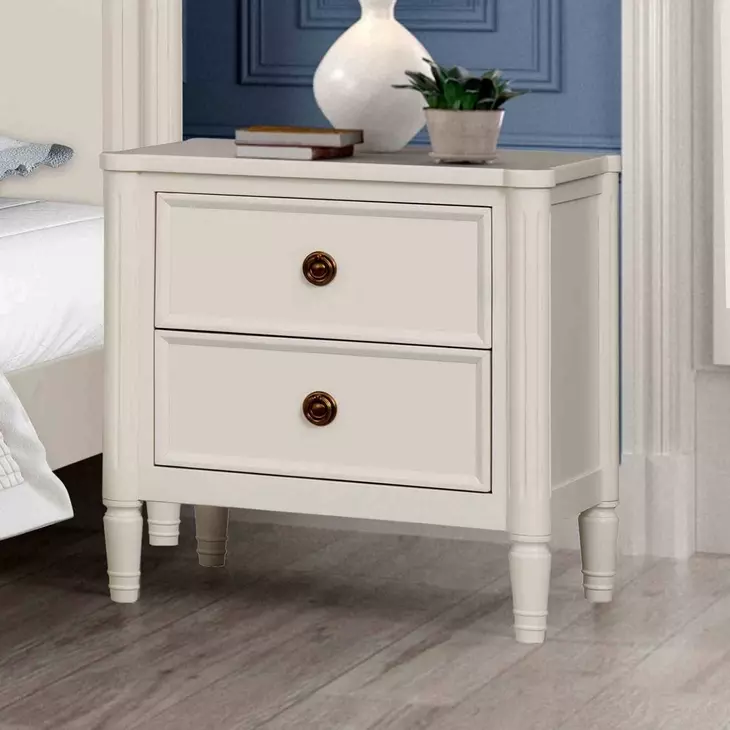 Altamira White 2 Drawer Nightstand with USB Charging