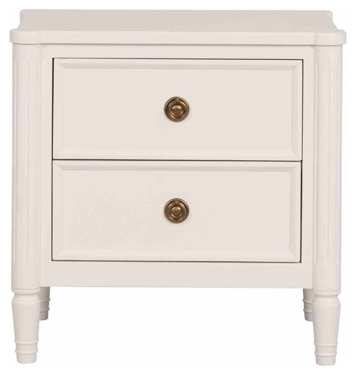 Altamira White 2 Drawer Nightstand with USB Charging