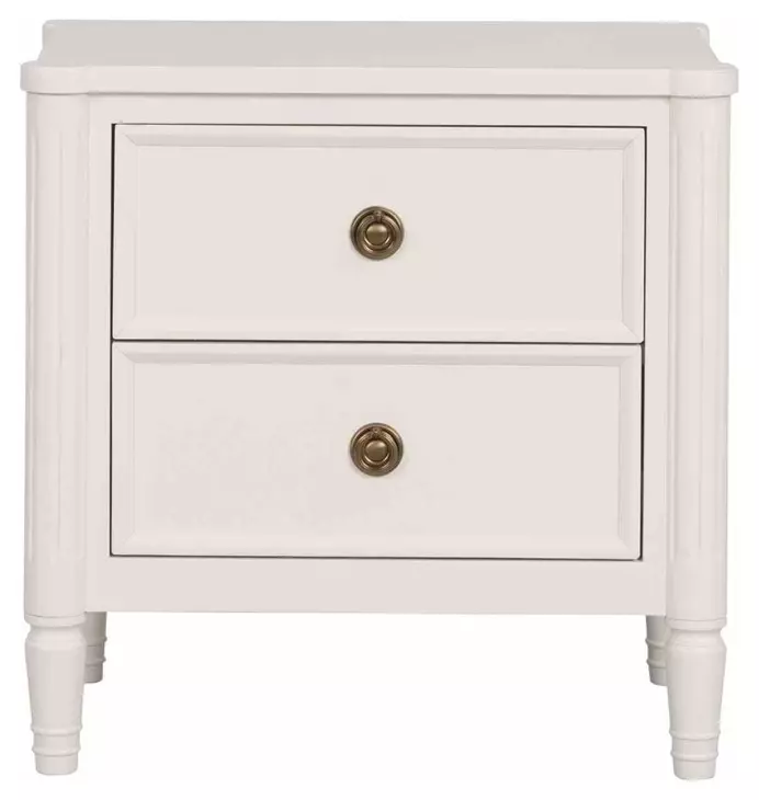 Altamira White 2 Drawer Nightstand with USB Charging