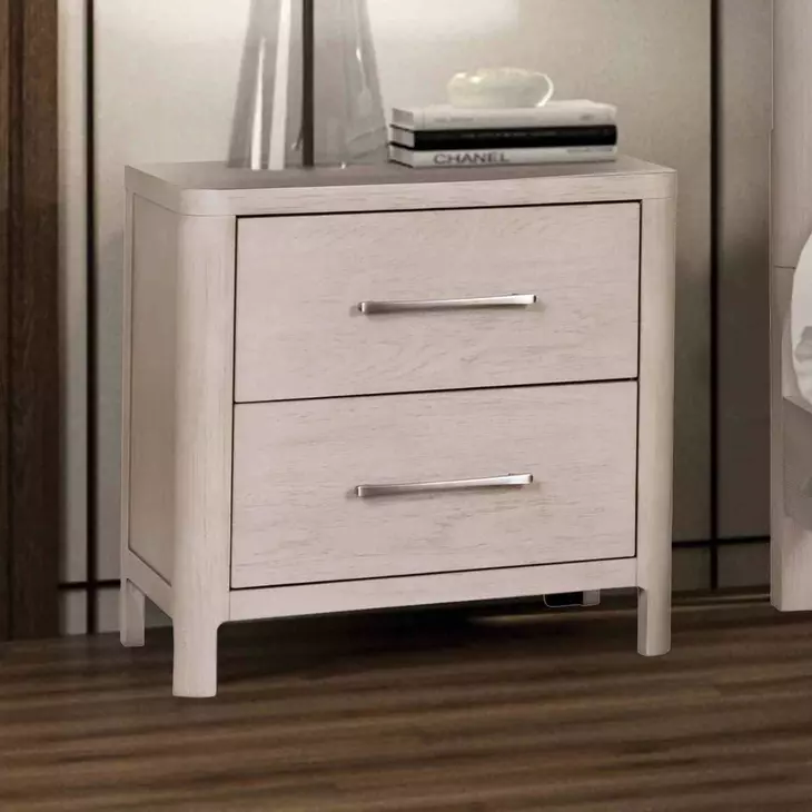 Fareham Oak 2 Drawer Nightstand with USB Charging