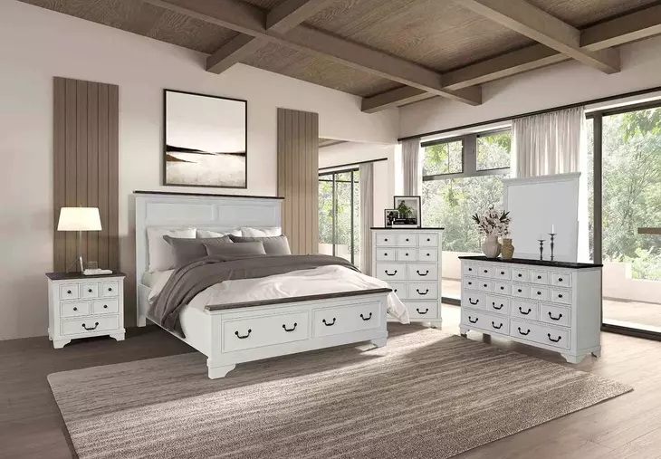 Hampstead White and Dark Brown 5 Drawer Chest