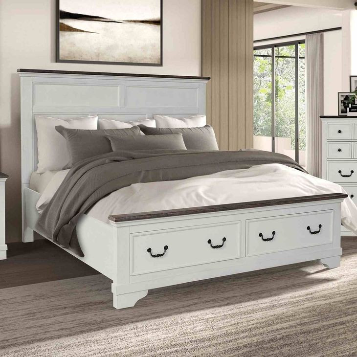 Hampstead White and Dark Brown Storage Panel Bedroom Set