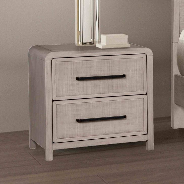 Belize Natural Oak 2 Drawer Nightstand with USB Charging