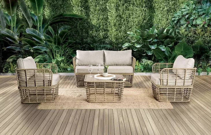 Johari Beige Outdoor Bench