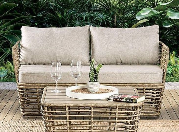 Johari Beige Outdoor Bench