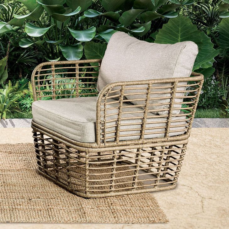 Johari Beige Outdoor Upholstered Lounge Chair Set of 2