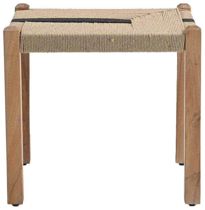 Delmar Natural and Black Rectangular Ottoman Stool
