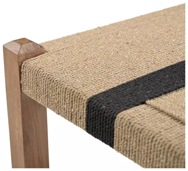 Delmar Natural and Black Rectangular Ottoman Stool