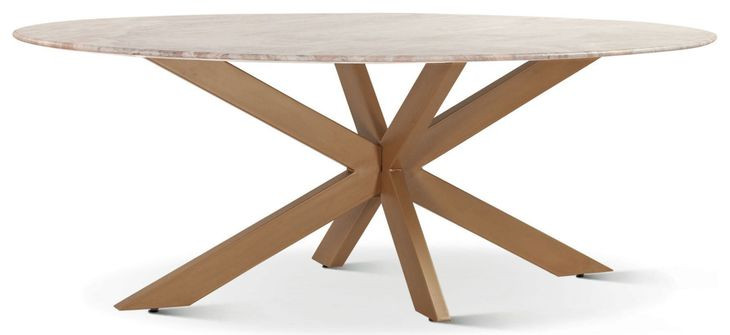 Pasadena Antique Gold 70" Oval Marble Top Dining Room Set