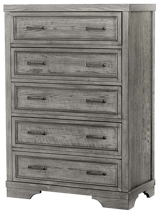 Foundry Brushed Pewter 5 Drawer Chest