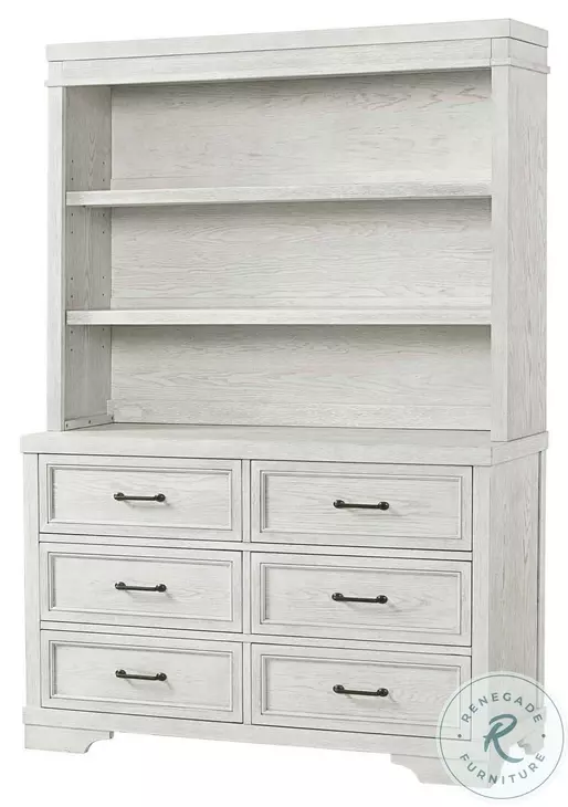 Foundry White Dove Hutch and Bookcase with 3 Shelves