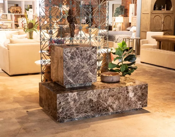 Giza Dark Emperador Rectangular Marble Top Coffee Table