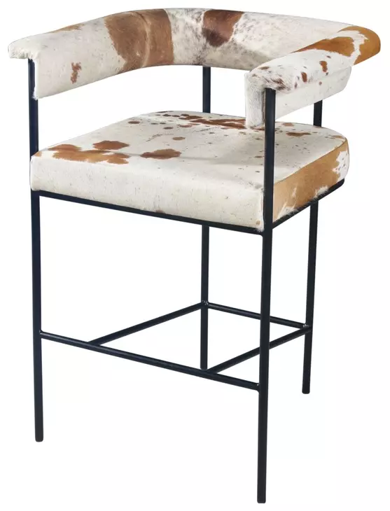 Charleston Beige and Brown Leather Upholstered Counter Height Chair