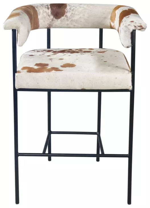 Charleston Beige and Brown Leather Upholstered Counter Height Chair