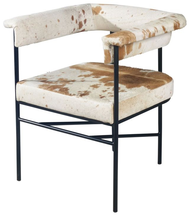 Charleston Beige and Brown Leather Upholstered Arm Chair