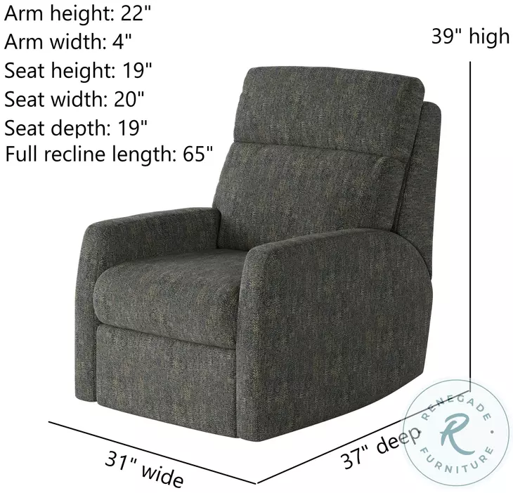 Mimi Berber Indigo Wall Hugger Power Headrest Recliner with SoCozi Massage
