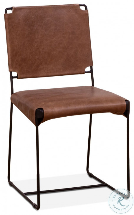 Melbourne Tobacco Leather Industrial Modern Dining Chair Set Of 2 From ...