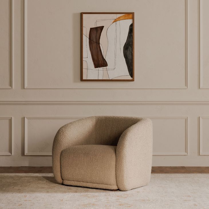 Faye Beige Upholstered Accent Chair