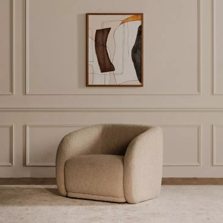 Faye Beige Upholstered Accent Chair
