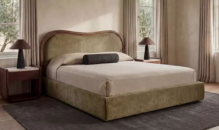 Camilla Green and Brown Queen Upholstered Panel Bed