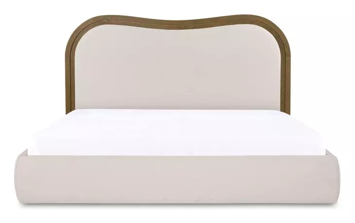 Camilla Oat and Brown King Upholstered Panel Bed