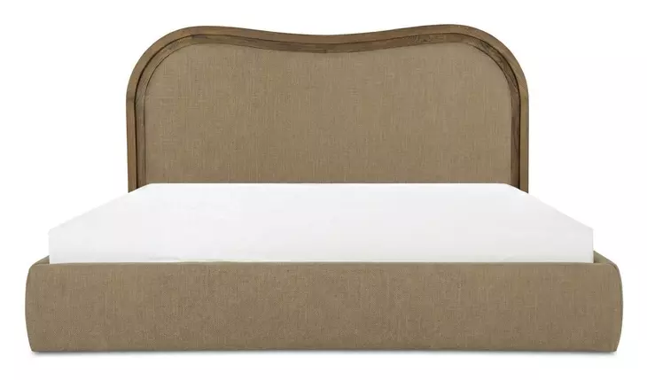 Camilla Green and Brown King Upholstered Panel Bed