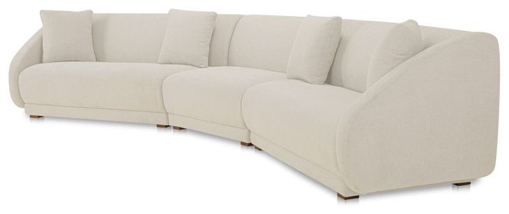 Fraser Off White 3 Piece Modular Sectional with Slipper Chair
