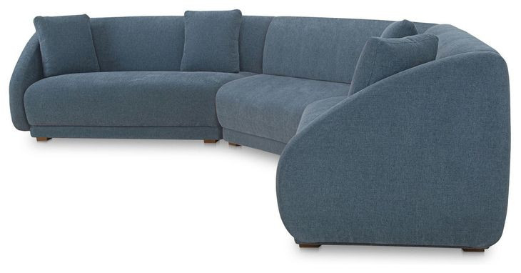 Fraser Deep Blue 3 Piece Modular Sectional with Wedge Slipper and Pillows