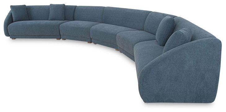Fraser Deep Blue 5 Piece Modular Sectional with Pillows