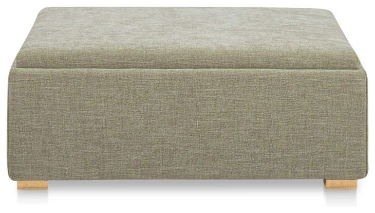 Montana Washed Green Upholstered Square Storage Ottoman