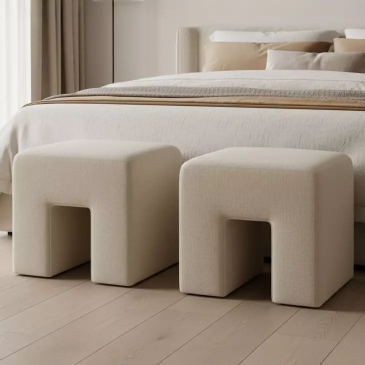 Aidy Oat Upholstered Stool