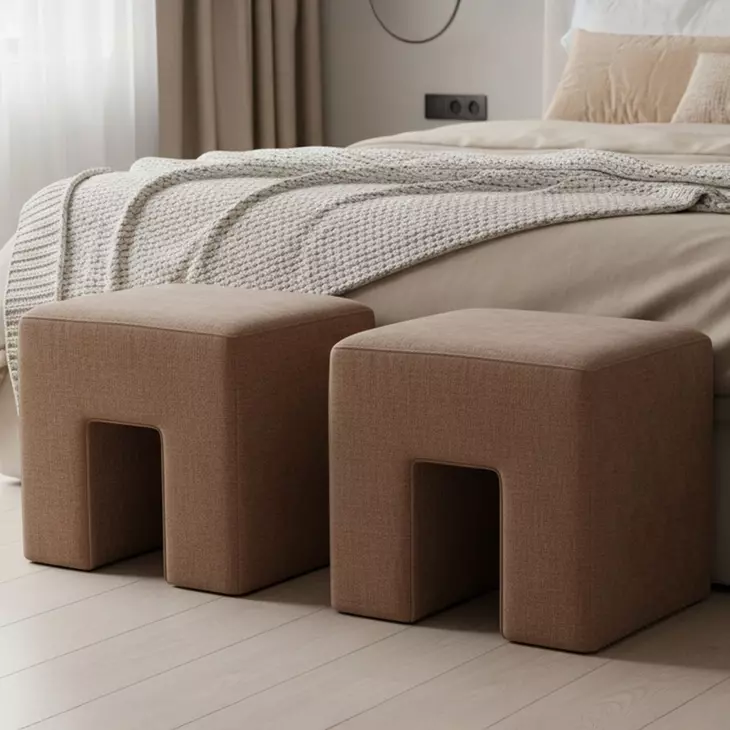 Aidy Washed Pink Upholstered Stool