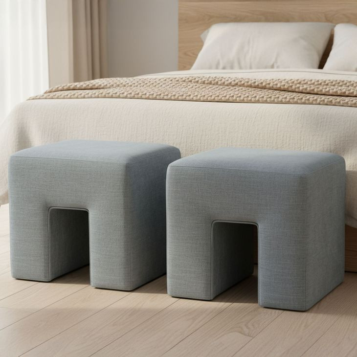 Aidy Light Blue Upholstered Stool From Moe Furniture | Coleman