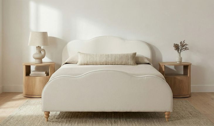 Jacqueline Cream Queen Upholstered Panel Bed