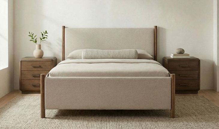 Warren Beige And Brown Upholstered Panel Bedroom Set
