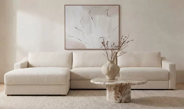 Farrow Flecked Oat 2 Piece Modular LAF Sectional