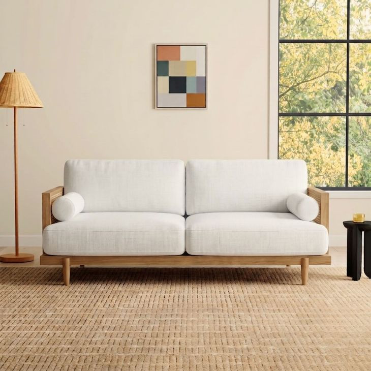 Alesund Beige And Light Oak 65" Loveseat