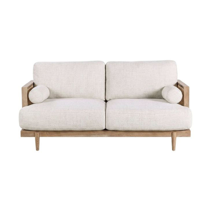 Alesund Beige And Light Oak 65" Loveseat