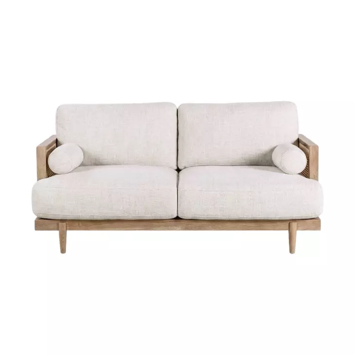 Alesund Beige And Light Oak 65" Loveseat