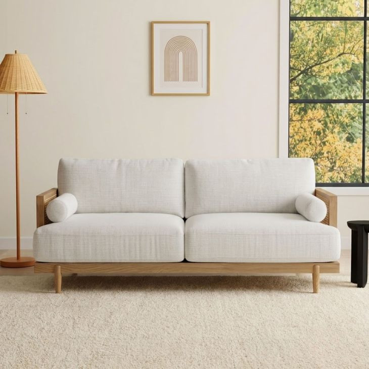 Alesund Beige And Light Oak 87" Sofa