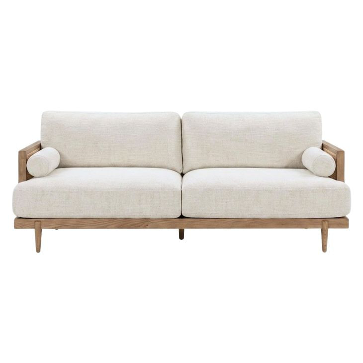 Alesund Beige And Light Oak 87" Sofa