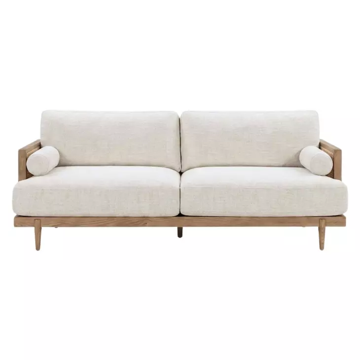 Alesund Beige And Light Oak 87" Sofa